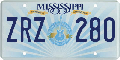 MS license plate ZRZ280