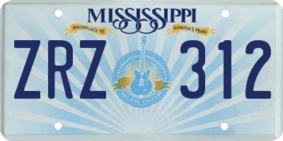 MS license plate ZRZ312