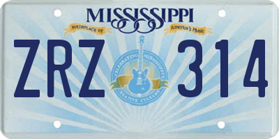 MS license plate ZRZ314