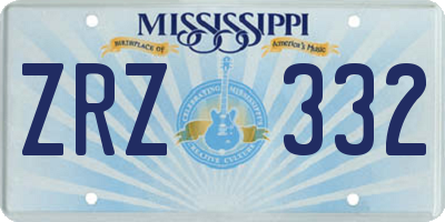 MS license plate ZRZ332