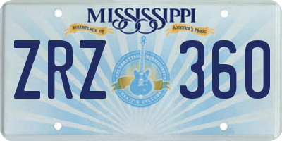 MS license plate ZRZ360