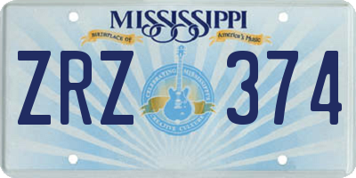 MS license plate ZRZ374