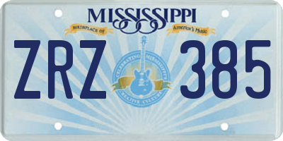 MS license plate ZRZ385