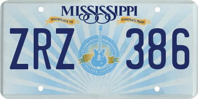 MS license plate ZRZ386