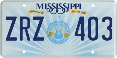 MS license plate ZRZ403