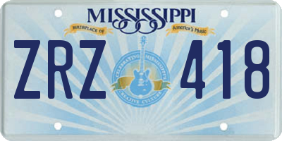 MS license plate ZRZ418