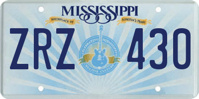 MS license plate ZRZ430