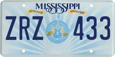 MS license plate ZRZ433