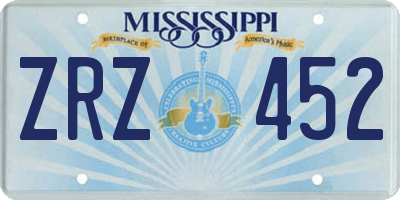 MS license plate ZRZ452