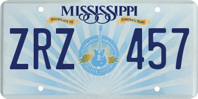 MS license plate ZRZ457