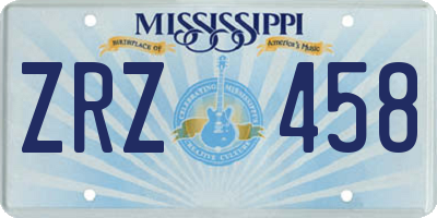 MS license plate ZRZ458