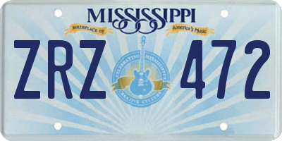 MS license plate ZRZ472