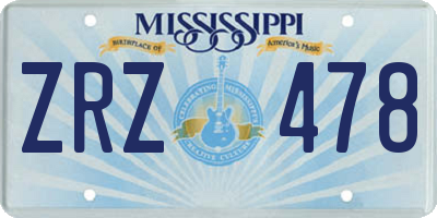 MS license plate ZRZ478