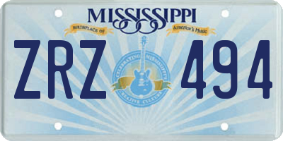 MS license plate ZRZ494