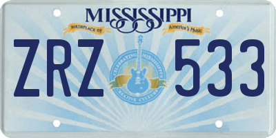 MS license plate ZRZ533