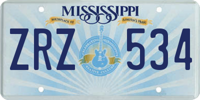 MS license plate ZRZ534