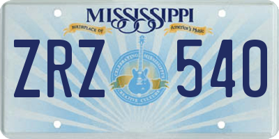 MS license plate ZRZ540