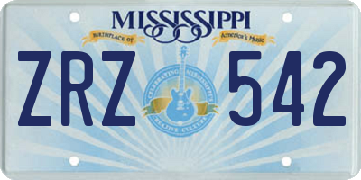 MS license plate ZRZ542