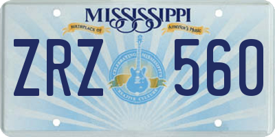 MS license plate ZRZ560