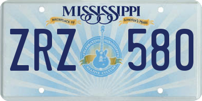 MS license plate ZRZ580