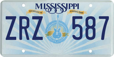 MS license plate ZRZ587