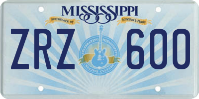 MS license plate ZRZ600