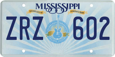 MS license plate ZRZ602