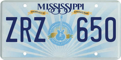 MS license plate ZRZ650