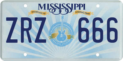 MS license plate ZRZ666