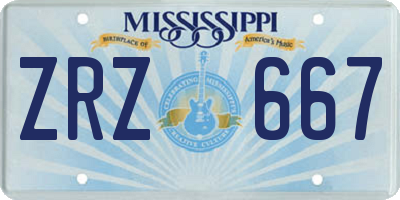 MS license plate ZRZ667