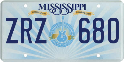 MS license plate ZRZ680