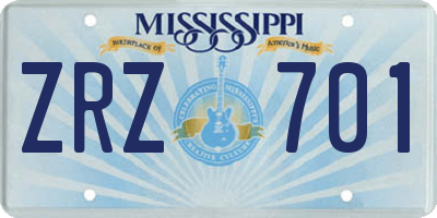 MS license plate ZRZ701