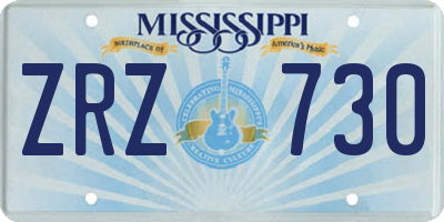 MS license plate ZRZ730