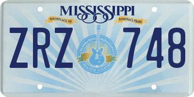 MS license plate ZRZ748