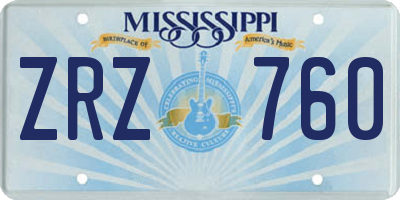 MS license plate ZRZ760