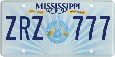 MS license plate ZRZ777