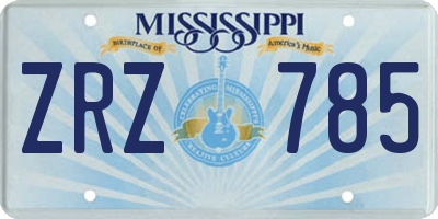 MS license plate ZRZ785
