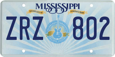 MS license plate ZRZ802