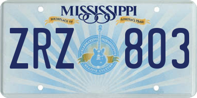 MS license plate ZRZ803