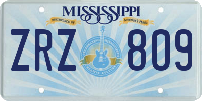MS license plate ZRZ809