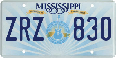 MS license plate ZRZ830