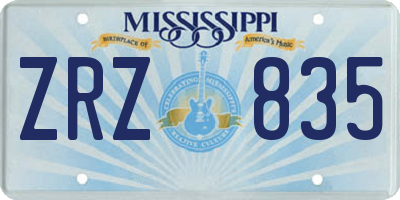 MS license plate ZRZ835