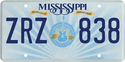 MS license plate ZRZ838