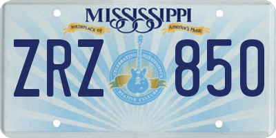 MS license plate ZRZ850