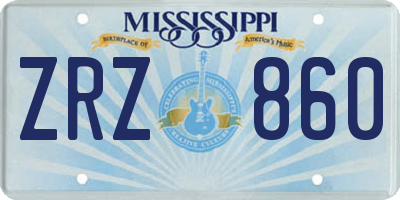 MS license plate ZRZ860