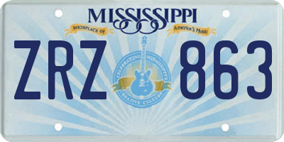 MS license plate ZRZ863