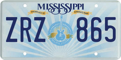 MS license plate ZRZ865