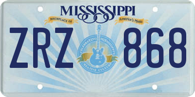 MS license plate ZRZ868