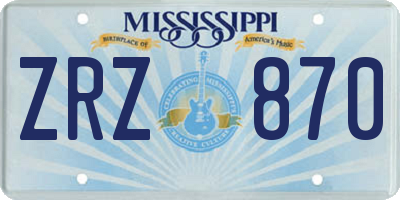 MS license plate ZRZ870
