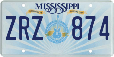 MS license plate ZRZ874